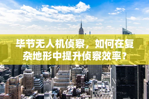 毕节无人机侦察，如何在复杂地形中提升侦察效率？