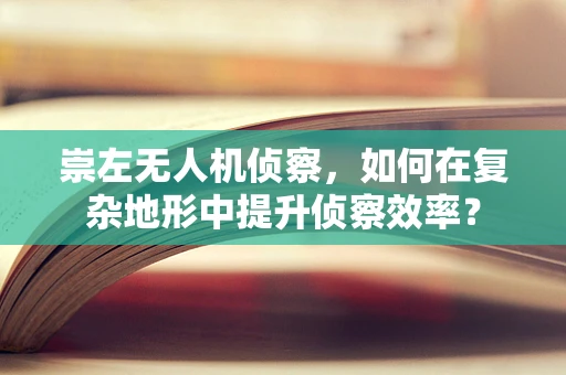 崇左无人机侦察，如何在复杂地形中提升侦察效率？