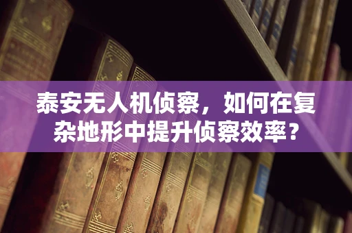 泰安无人机侦察，如何在复杂地形中提升侦察效率？