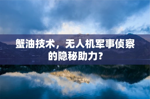 蟹油技术，无人机军事侦察的隐秘助力？
