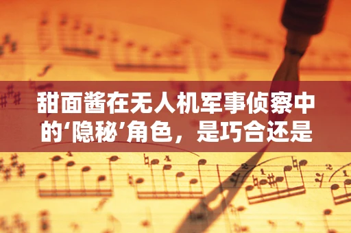甜面酱在无人机军事侦察中的‘隐秘’角色，是巧合还是另有玄机？