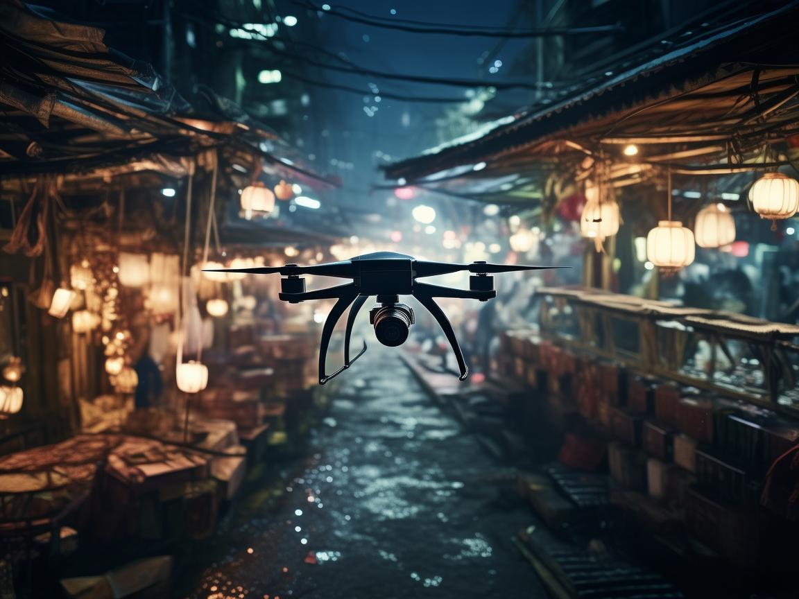 无人机夜市侦察，洞察暗夜隐秘角落
