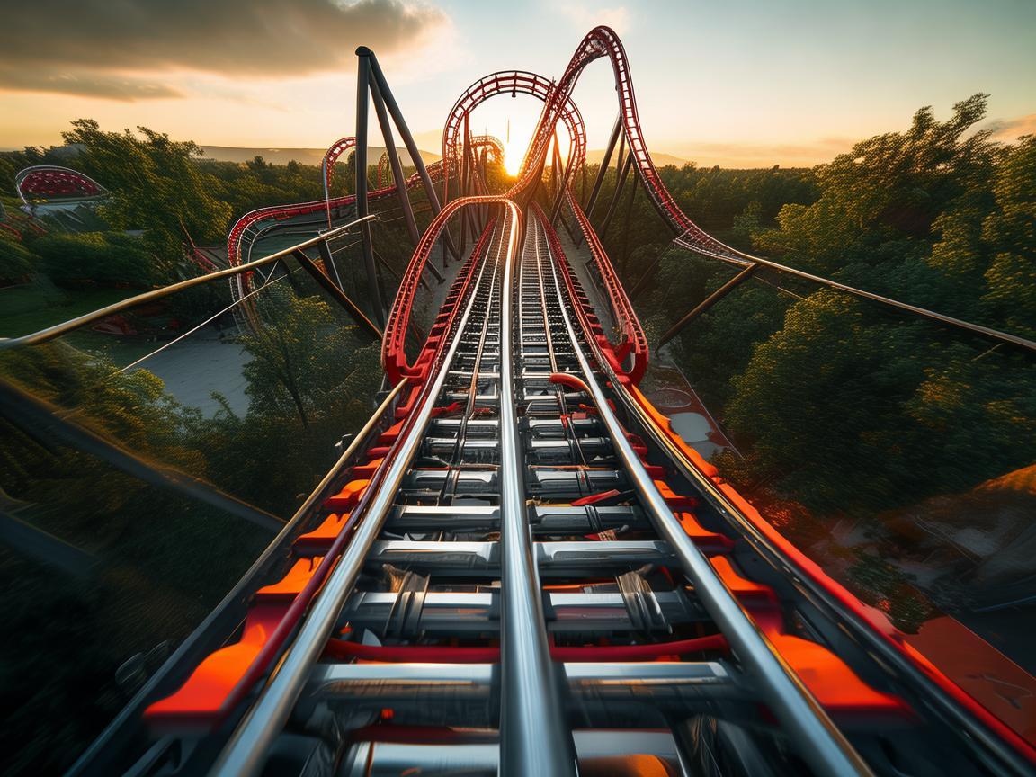 无人机侦察下的游乐园过山车探秘